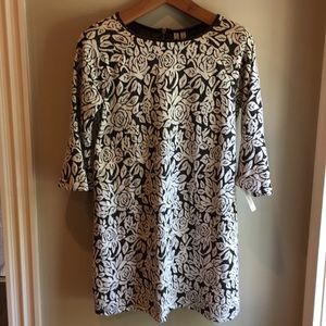 Madison brand black and cream print shift dress